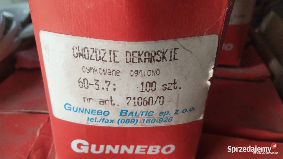 Gwoździe dekarskie Gunebo 60x7 wkręty do blachy Dobryniów
