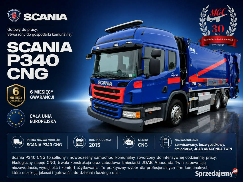 Scania P340 LB 6X2 ŚMIECIARKA 2 KOMORY JOAB Łaziska Górne