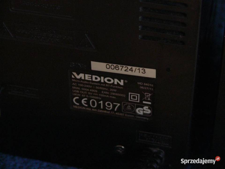 Wieża Medion z kolumnami CD USB mp3 BT WYSYŁKA Wieże i miniwieże Jasło