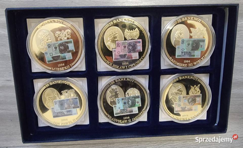 6 x Moneta Medal Banknot 10 Mieszko 20 Chrobry Sosnowiec