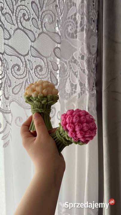 Świeca w kształcie bukietu tulipanów handmade Łódź