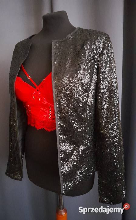 Czarna narzutka żakiet elegancka cekiny cekinowa Odzież damska Sosnowiec sprzedam
