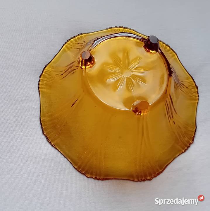 Brockwitz miodowa miska art deco na 3 nóżkach Koźminek