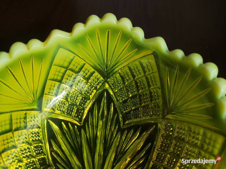 Szkło uranowe George Davidson talerz miska 1896r małopolskie Kraków