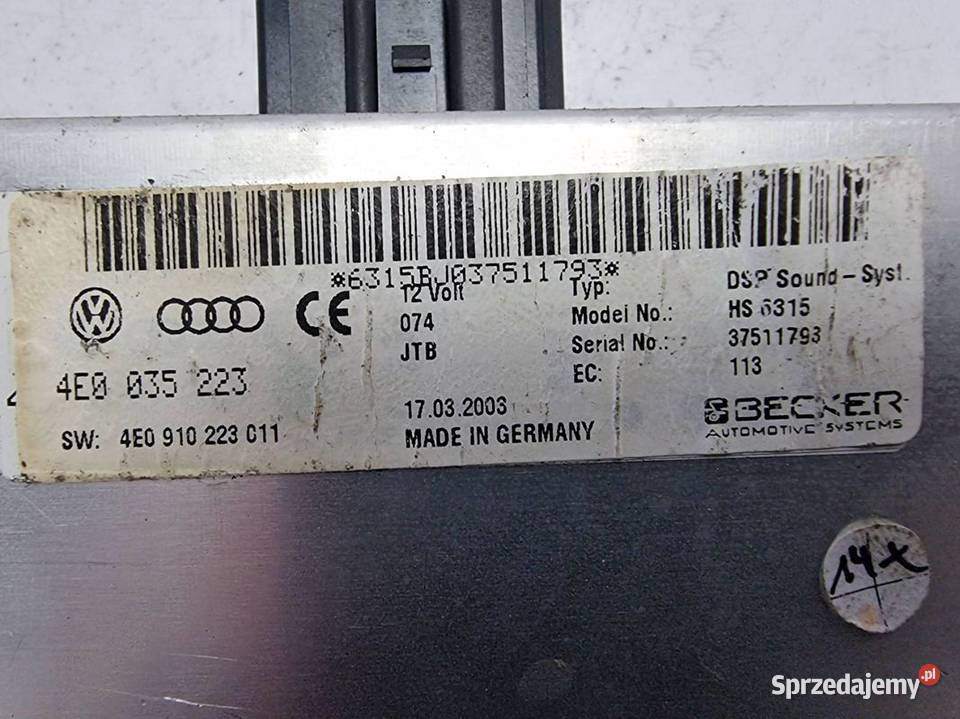 WZMACNIACZ AUDI A8 D3 4E0035223 Lipno