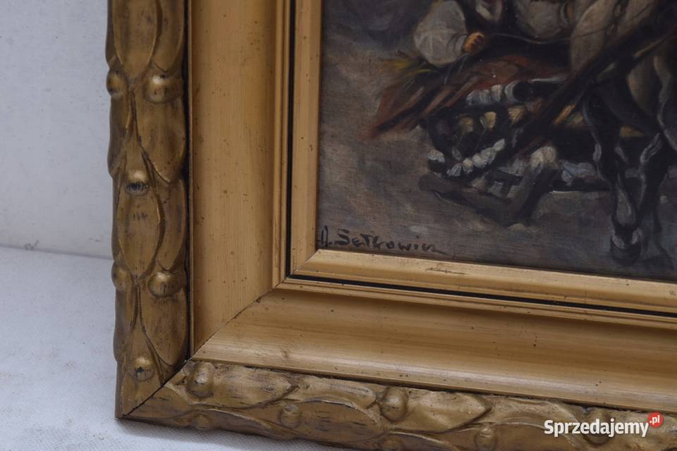 A SETKOWICZ ZIMA KOŃ SANIE POLSKI STARY OBRAZ Kraków sprzedam