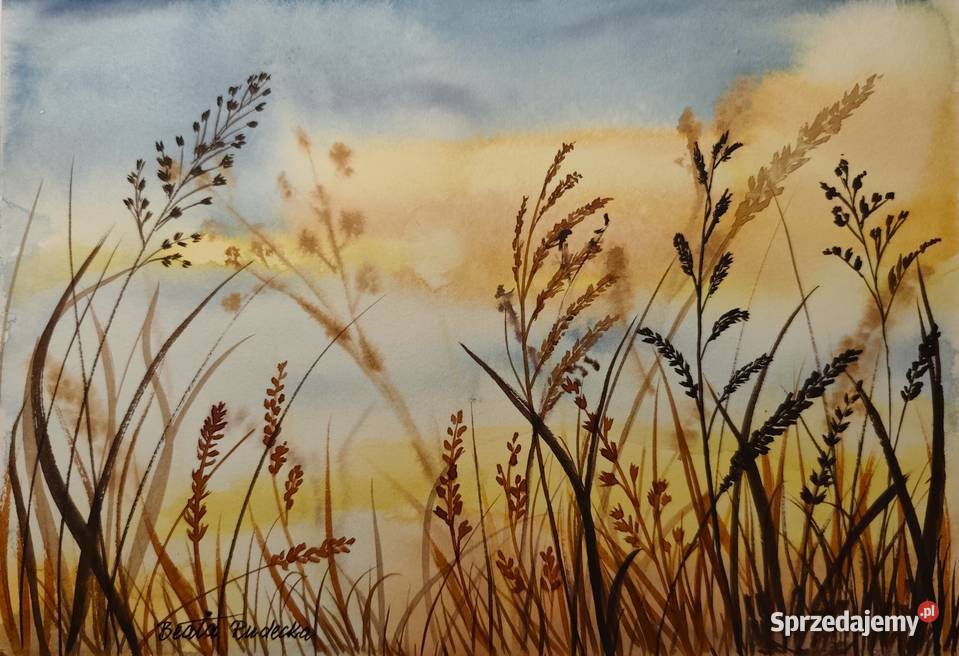 Akwarela Akwarelka Obraz pt Żółty sen o niebie Malarstwo