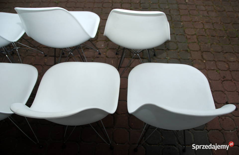 9Krzesło kuchenne VITRA biały kubełek chromowany Warszawa