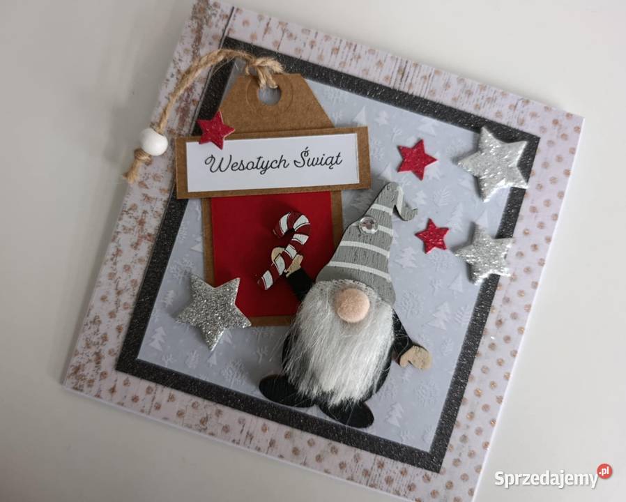 Kartka świąteczna ręcznie robiona na Boże Łódź