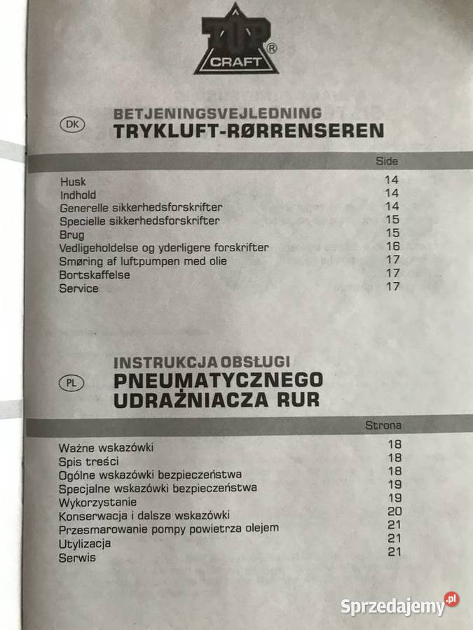 Pneumatyczny udrażniacz rur TOPCraft Pozostałe Zbąszynek