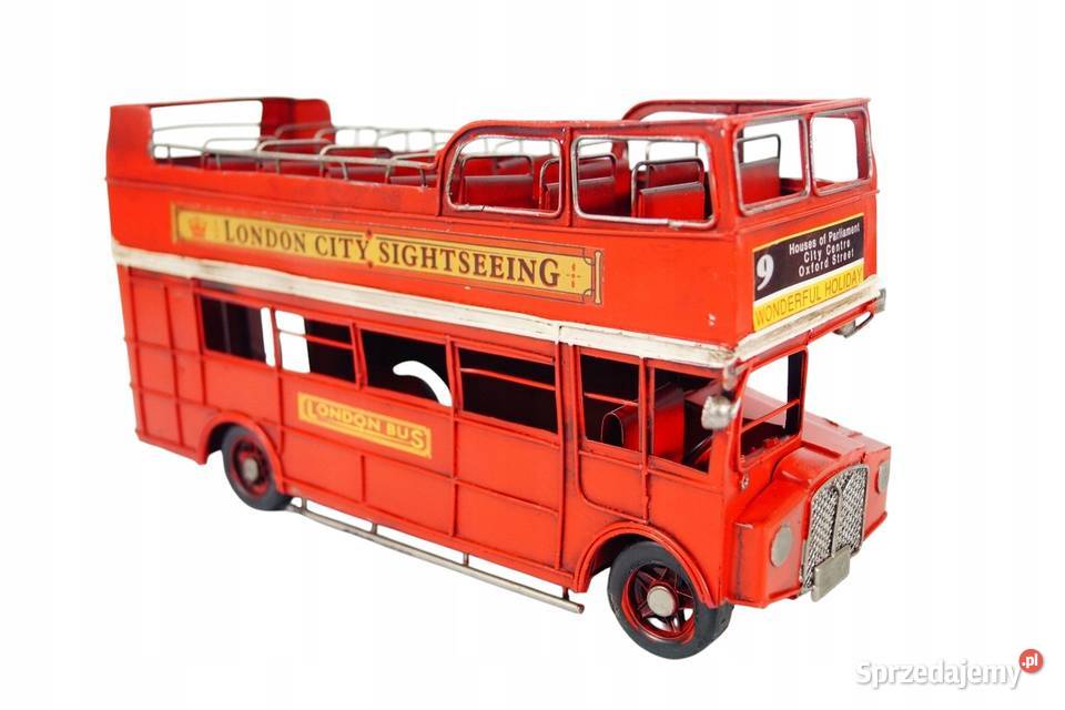 Metalowy pojazd Autobus piętrowy czerwony London Gizałki