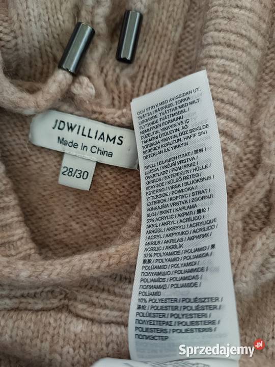 Beżowy miękki ciepły sweter wzór warkocz z brązowy/beżowy Radzyń Podlaski sprzedam
