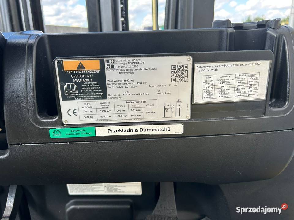 Wózek widłowy Hyster 550 Diesel 5500 x 600 mm diesel Ostrów Wielkopolski