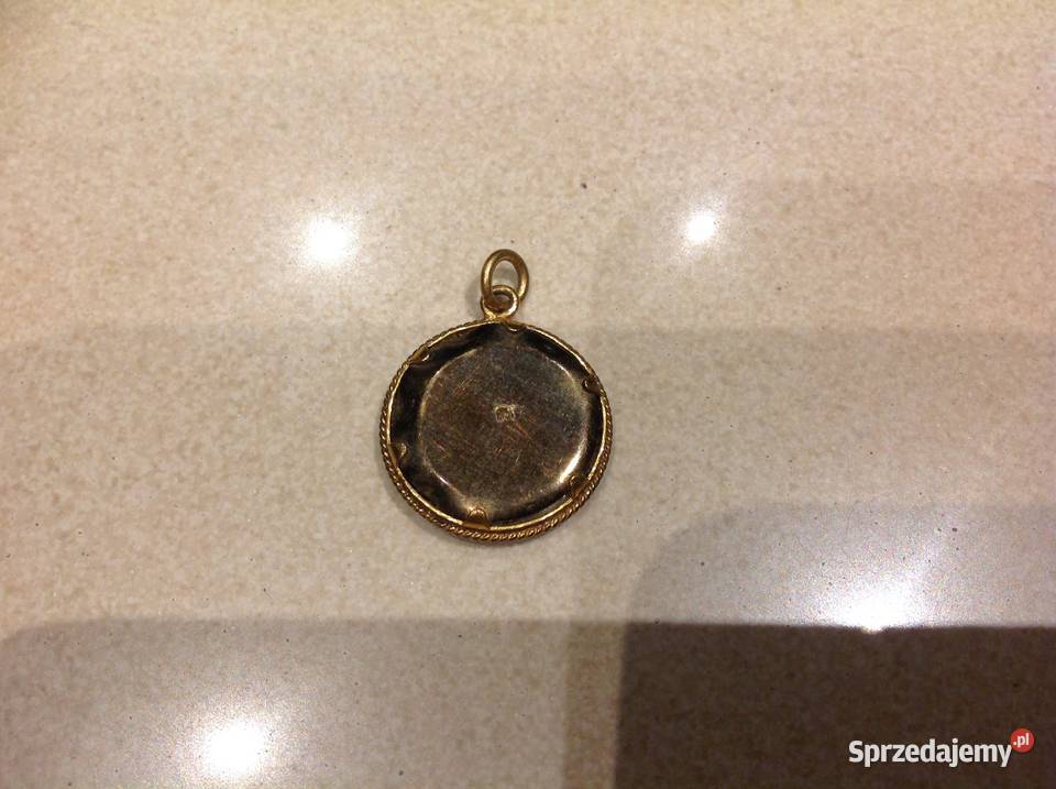 Złoty Secesyjny Medalion Stare ZdjęcieSTARY Pozostałe Nowa Sól