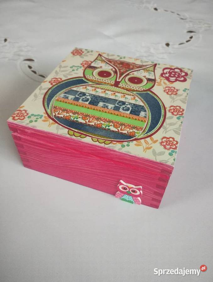 Piękna szkatułka decoupage z sową Dom i Ogród Bochnia