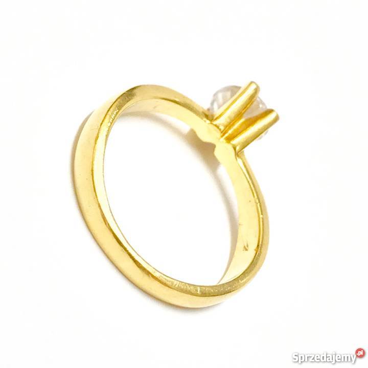Złoty PIERŚCIONEK 18K przepiękny BRYLANT 07ct Warszawa