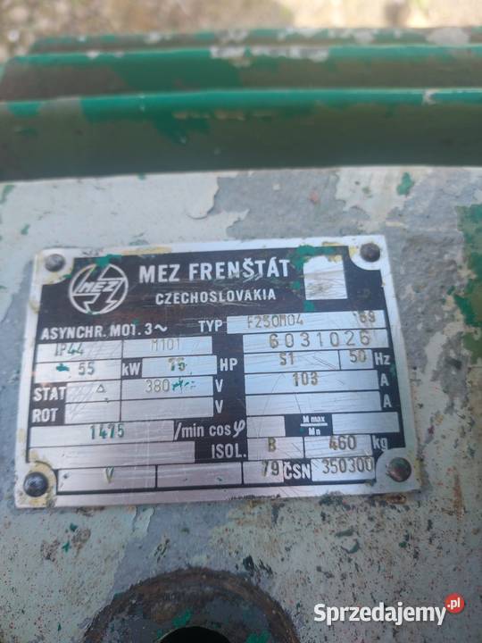 Sprzedam silnik 55 kW 380 V firmy MEZ FRENSTAT Pozostałe Dąbrowa Górnicza