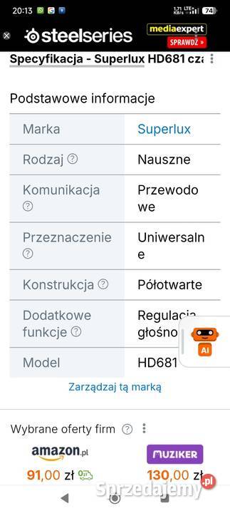 Słuchawki półotwarte Superlux50mm