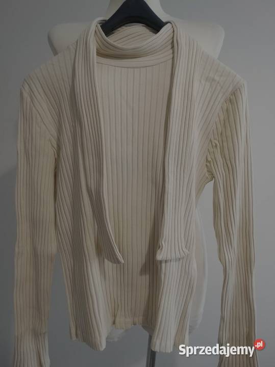 Bluzka Dzianinowa Prążkowana Modne Wiązanie Bluzki i koszule Łomża