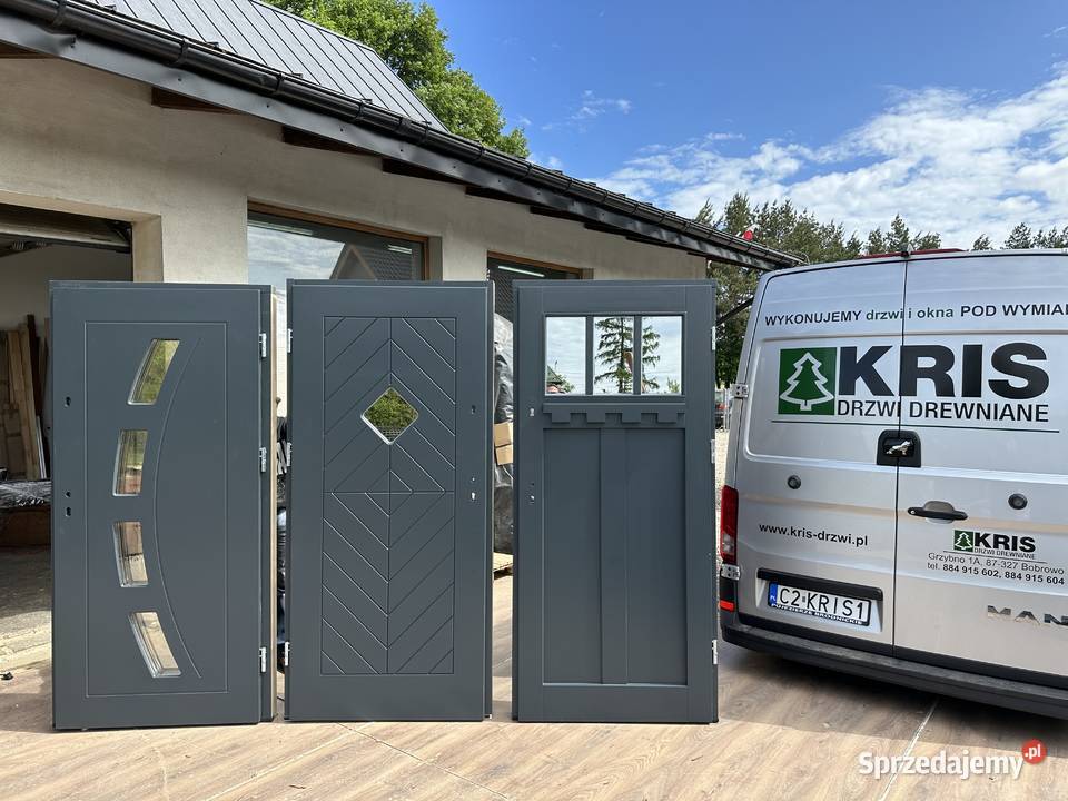 Drzwi drewniane zewnętrzne 300 wzorów w dowolnym Grzybno sprzedam