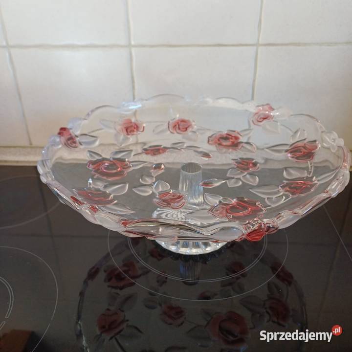 Patera szklana duża na nóżce Sieradz