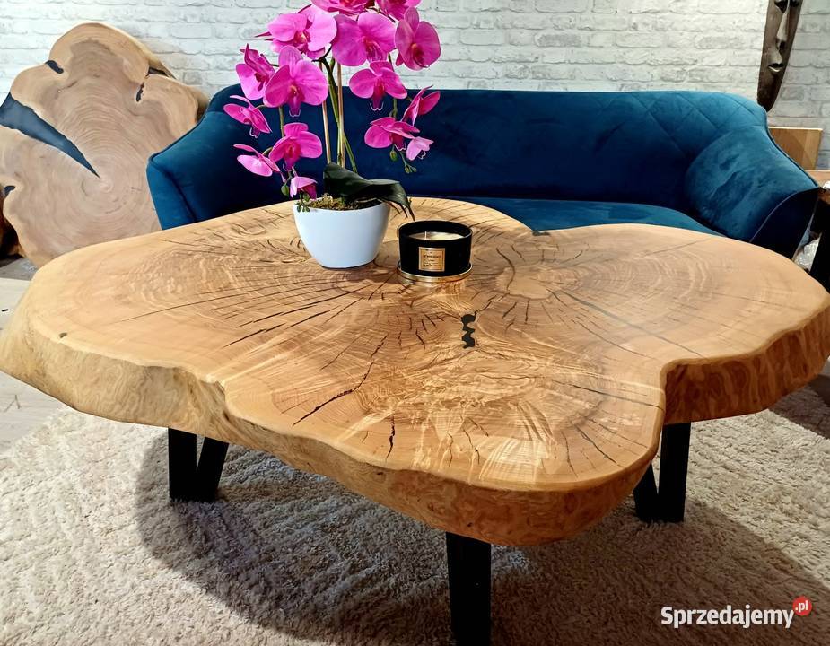 Stolik kawowy 140x120 PIĘKNY OKAZ LIVE EDGE Stoliki kawowe i ławy Śrem sprzedam