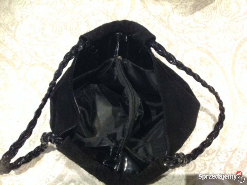 Torebka Czarna Skórzana Zamszowa Damska 21.5cm lubuskie Nowa Sól sprzedam