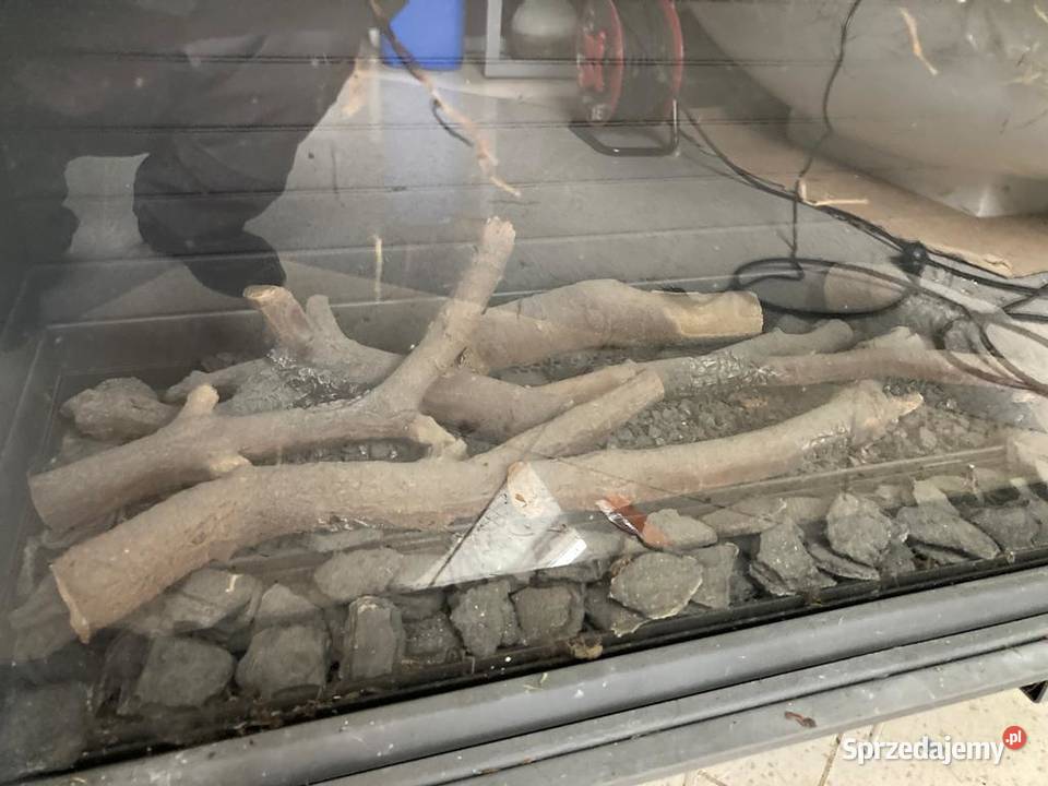 Kominek Gazowy DRU duża szyba imitacja drzewa śląskie Piasek