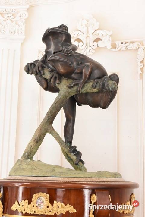 Dwie Żaby na Gałęzi Żaba Fontanna z Brązu Figura Kraków