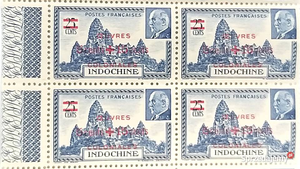 Znaczek kolonialny Indochiny Francuskie Angkor Bronisze