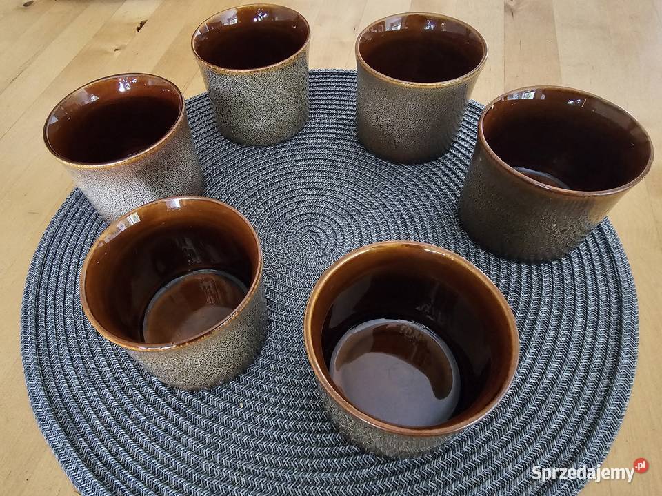 6 Kubeczki z porcelitu Mirostowice PRL vintage Oświęcim
