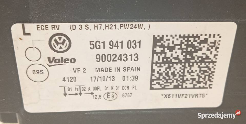 VW Golf VII Bixenon reflektor lampa lewy przód Przeźmierowo