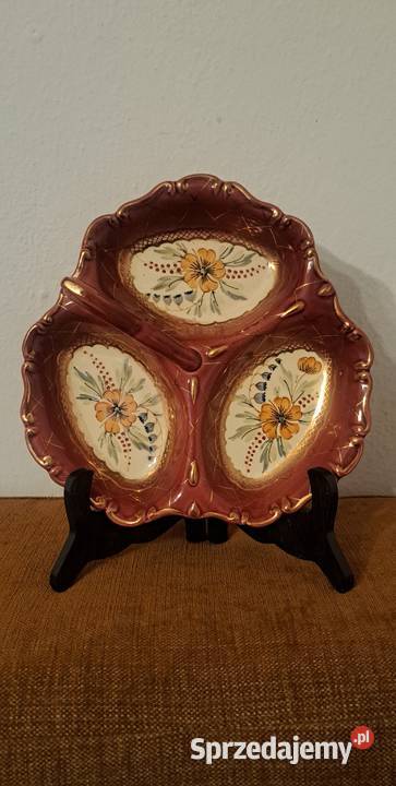 porcelanowa patera ręcznie malowana sygnowana Warszawa