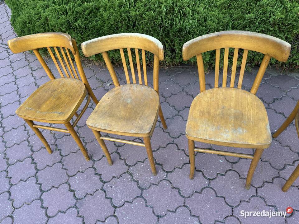 Krzesła gięte 5 vintage PRL art deco krzesło Sulbiny