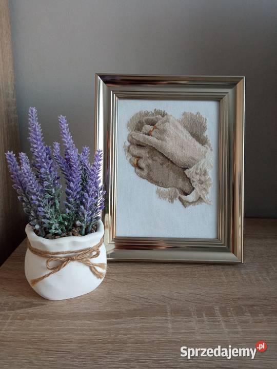 Pamiątka Ślubu rocznicy prezent rękodzieło haft Obrazki i obrazy Olsztyn