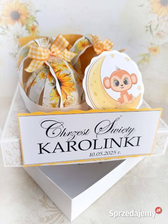 Kartka w pudełku na Roczek i Chrzest Komplet na Połomia