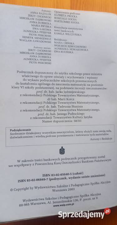 Matematyka kl 6 podręcznik mazowieckie Małkinia Górna sprzedam