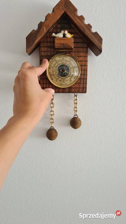 Drewniany barometr na ścianę domek z ptaszkami Pozostałe Gorlice sprzedam
