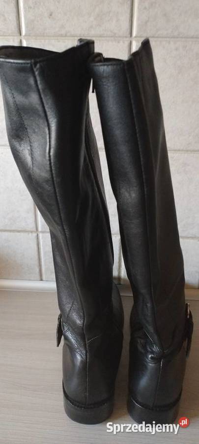 Buty czarne długie z naturalnej skóry Kozaki Lublin