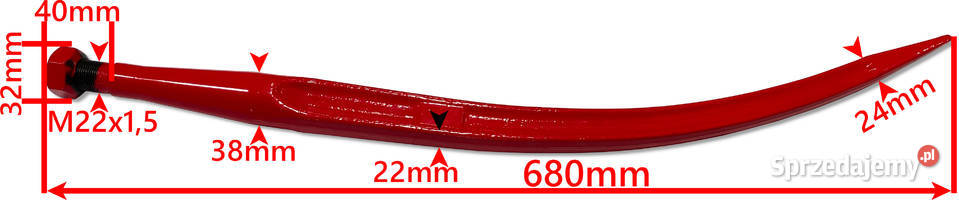 4x Ząb Ładowacza Wygięty 680 mm TULEJKA CHWYTAKA Solec Kujawski