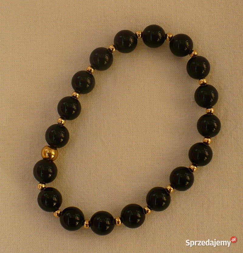 bransoletka z czarnego onyksu na gumce Suwałki