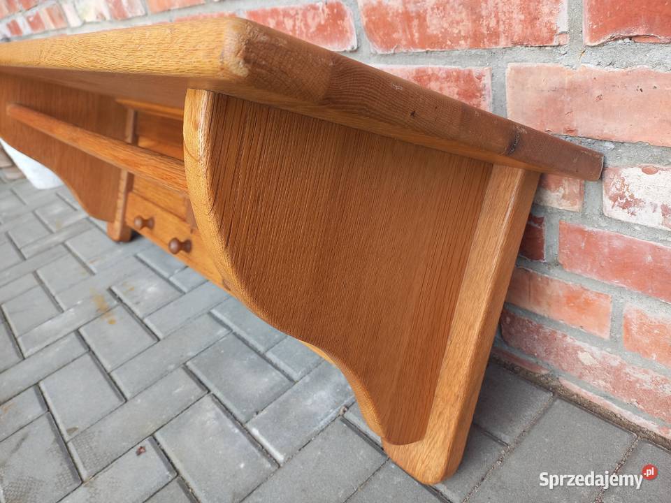 Wieszak dębowy z półką bciężki wiszący ścienny Gawroniec