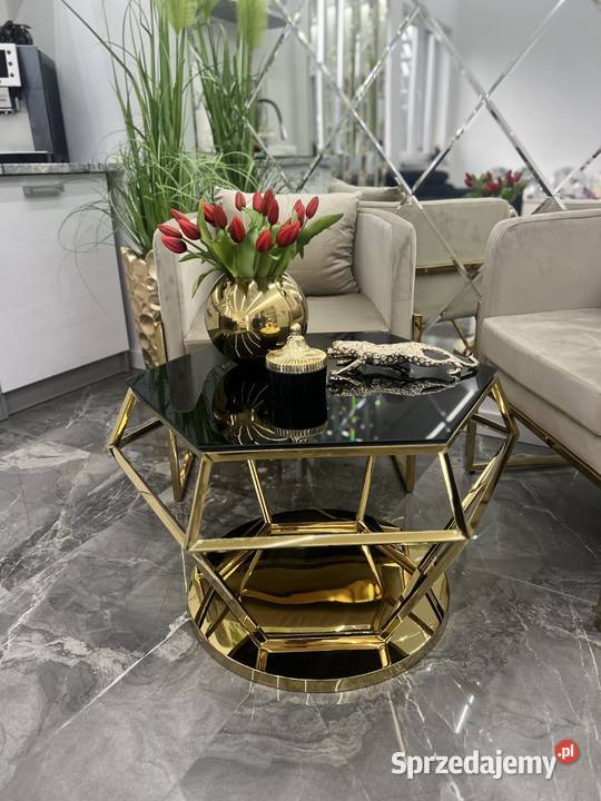 Stolik złoty kawowy ława Diamentino Czarny małopolskie Golkowice