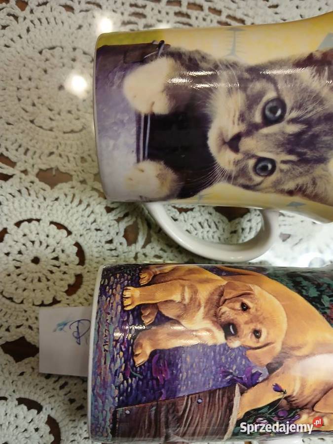 Kubki porcelanowe ze zwierzętami sygnowane Warszawa