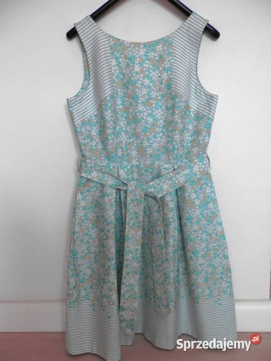 Sukienka Rozkloszowana Miętowa Wizytowa Modne Kwiatki Łomża sprzedam