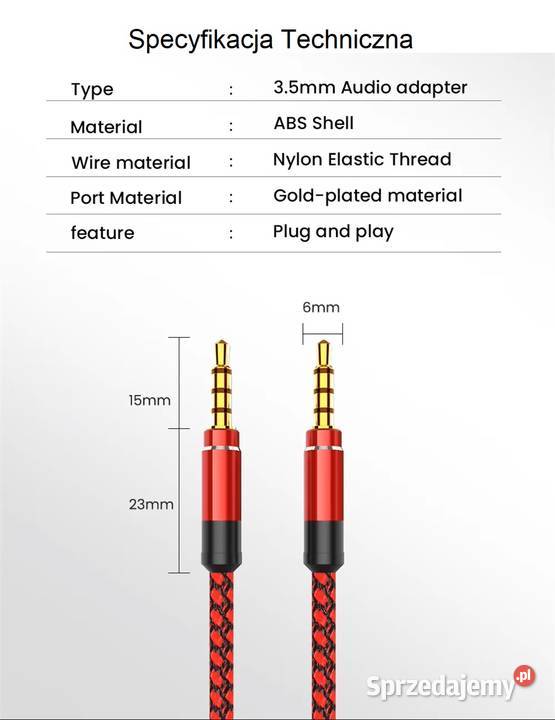 Kabel Przewód Głośnikowy Audio AUX Jack35mm łódzkie Sieradz