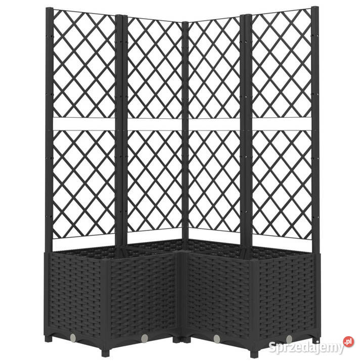 Donica ogrodowa z kratką czarna 80x80x136 PP