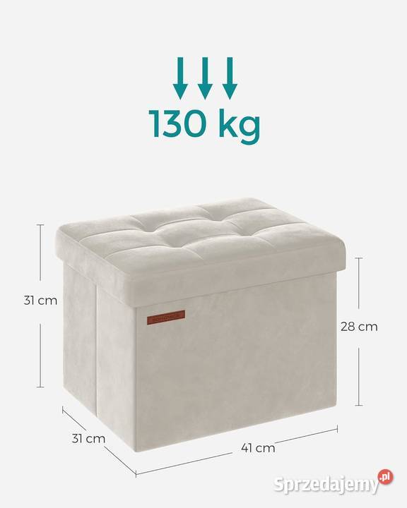 Pufa tapicerowana z miejscem do przechowywania 41cm Pufy i podnóżki Ruda Śląska