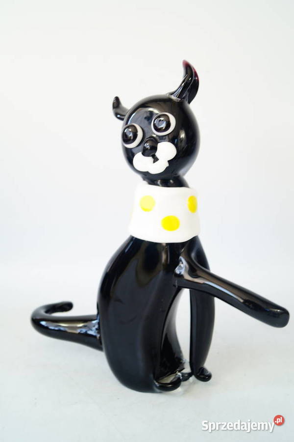Figura szklana figura Murano style KOT czarny