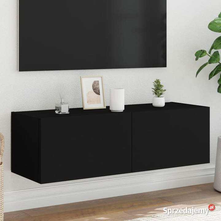 Ścienna szafka TV z LED czarna 100x35x31 mazowieckie Warszawa sprzedam